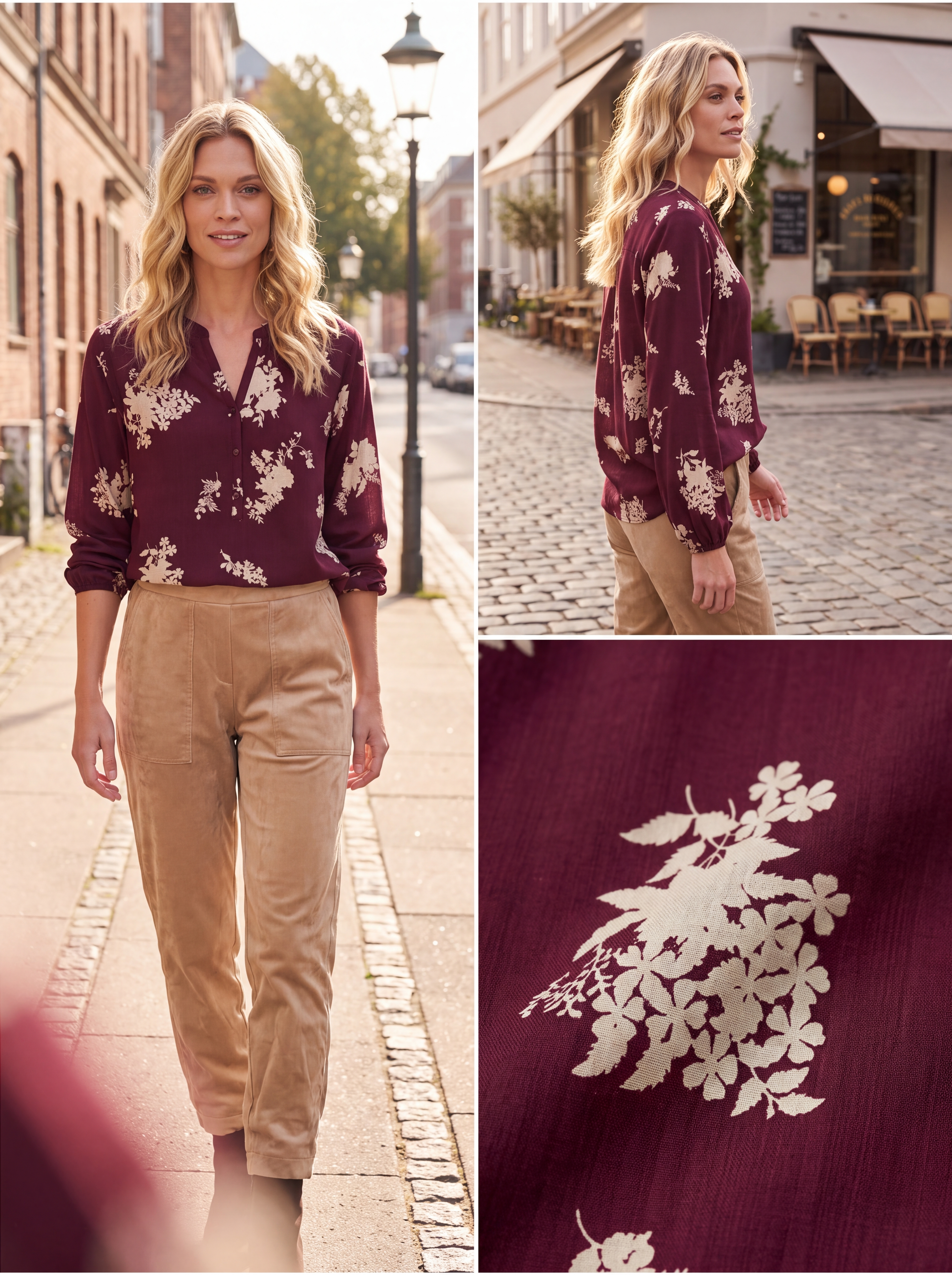 Dámska blúzka BROADWAY NYC FASHION BURGUNDY FLOWER s.WEAR 19
